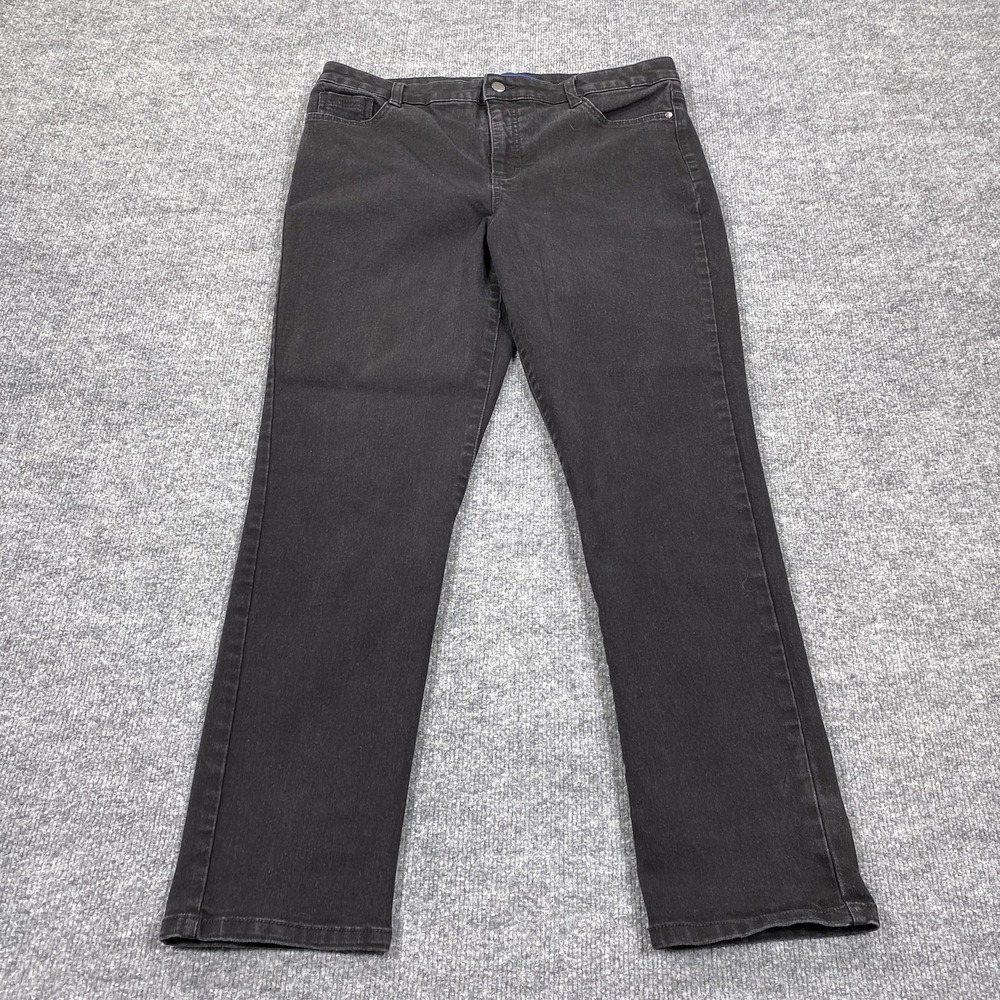 Bandolino Jeans Womens 16 40x32 Black Dark Wash Straight Mid Rise Stretch Denim‎